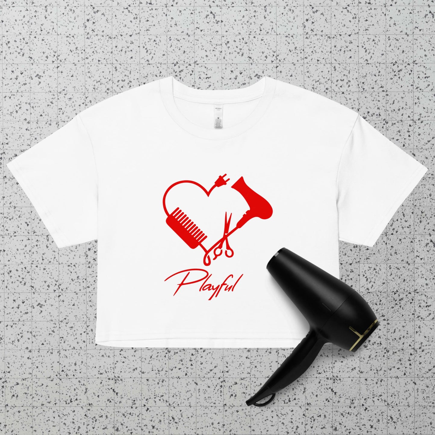 Playful Hair Stylist Ladies Crop Top