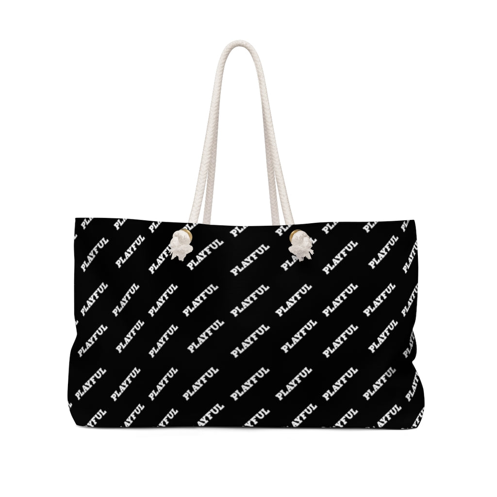 Playful Black All Over Print Weekender Bag