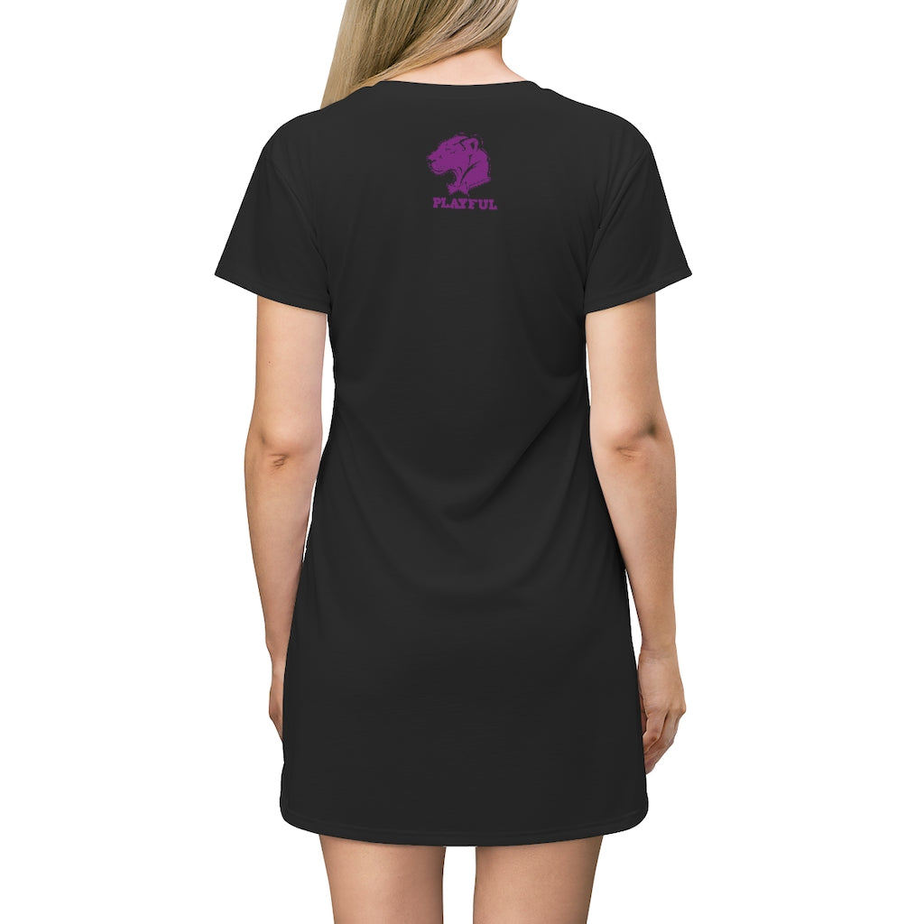 Playful Cancer Black/Purple) T-Shirt Dress