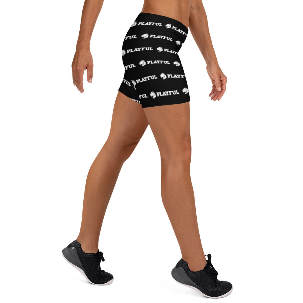 Playful Ladies Black All Over Print Shorts