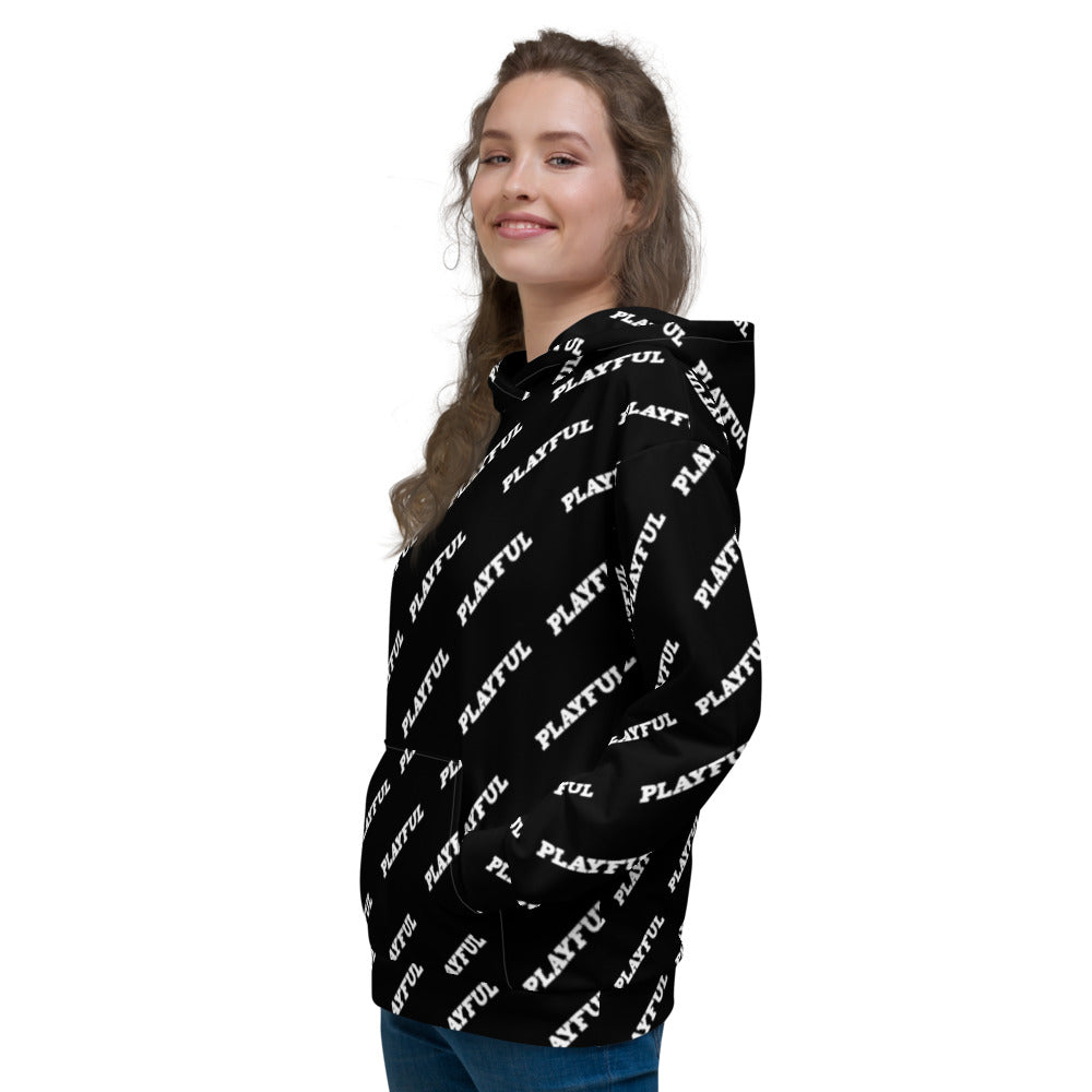 Playful Black All Over Print (Unisex) Hoodie