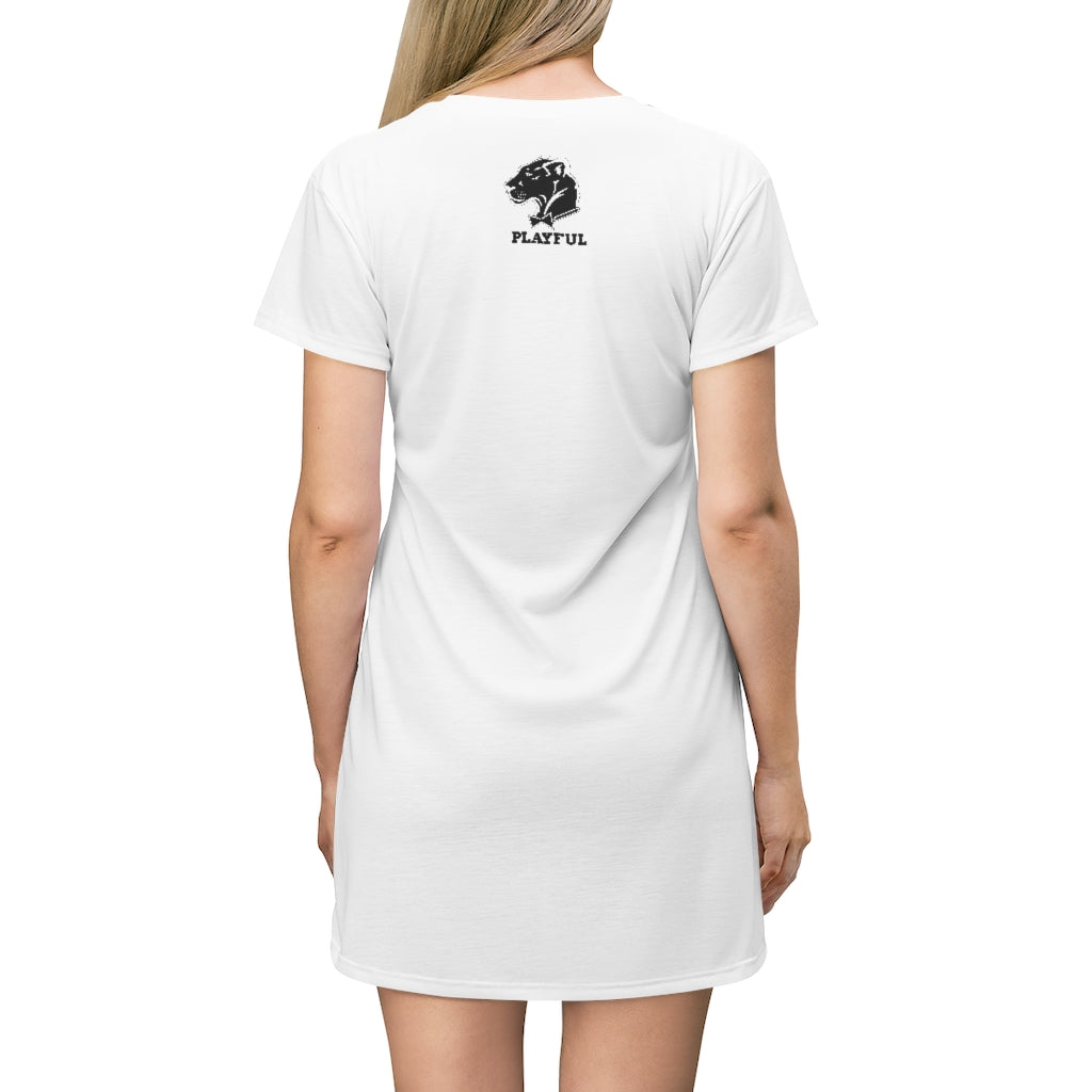 Playful Cancer (White/Black) T-Shirt Dress