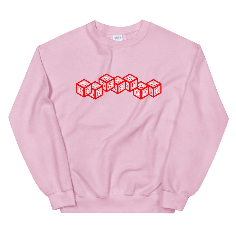 Playful 3D 3x Playful Red & White (Unisex) Sweatshirt