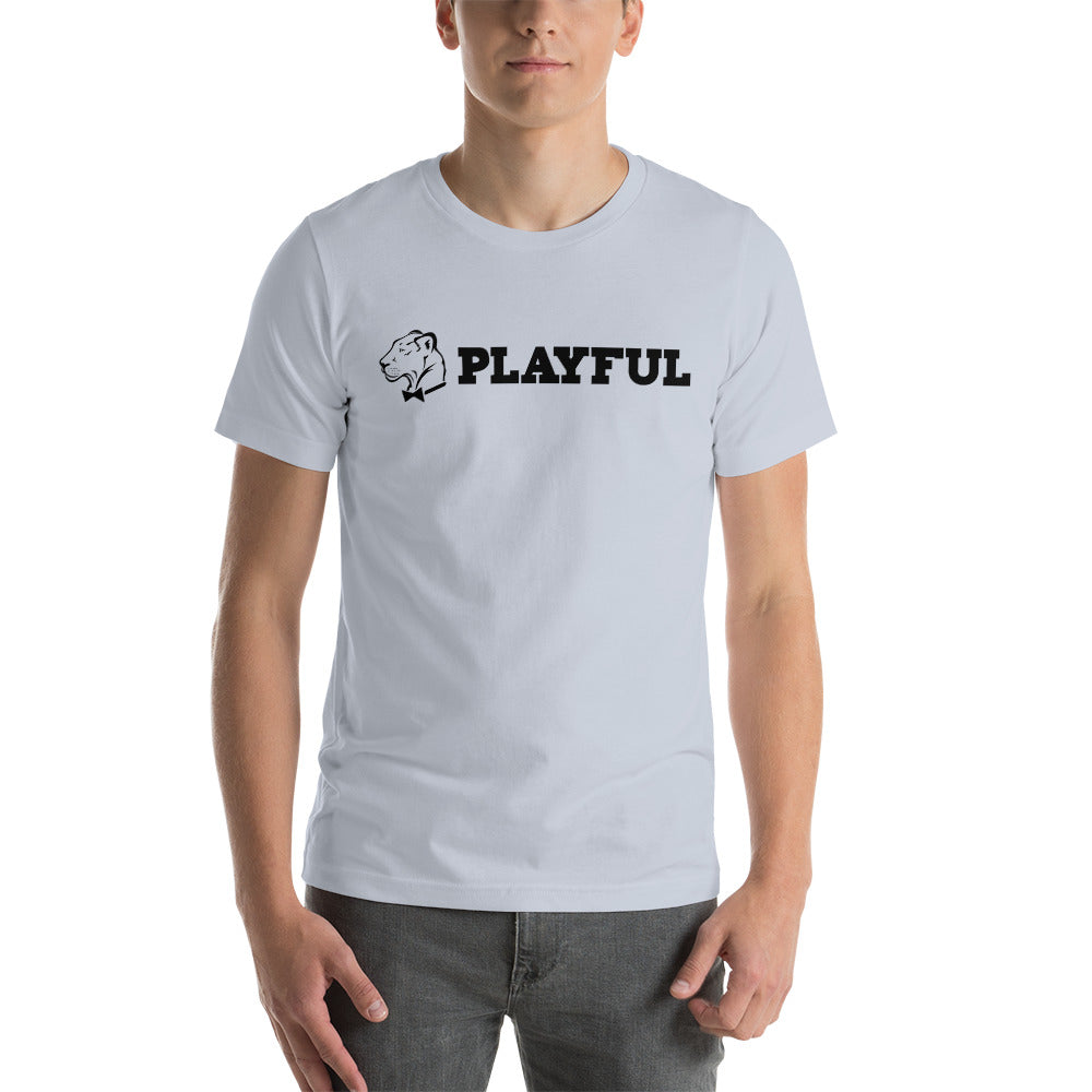 Playful Black Aligned Logo Short-Sleeve (Unisex) T-Shirt