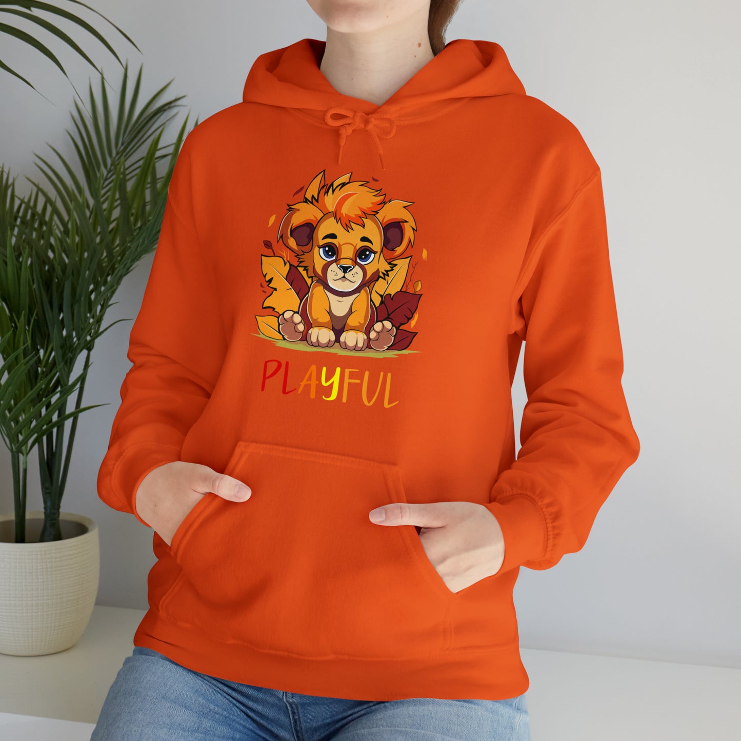 Playful Lion Cub Fall (Unisex) Heavy Blend™ Hooded Sweatshirt