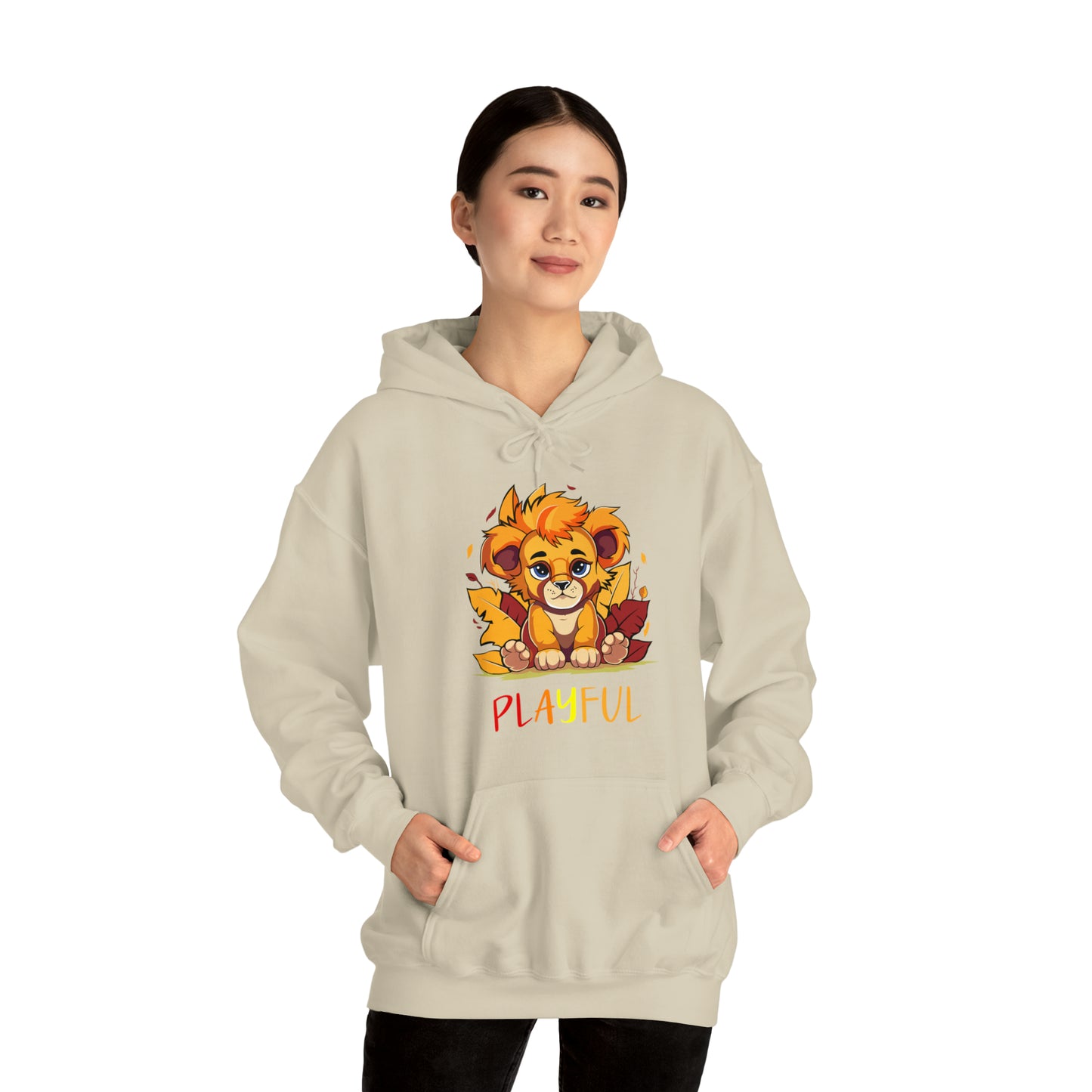 Playful Lion Cub Fall (Unisex) Heavy Blend™ Hooded Sweatshirt