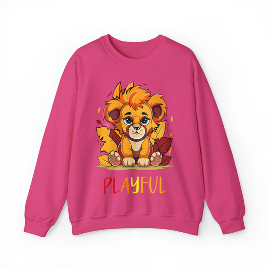 Playful Lion Cub Fall (Unisex) Heavy Blend™ Crewneck Sweatshirt