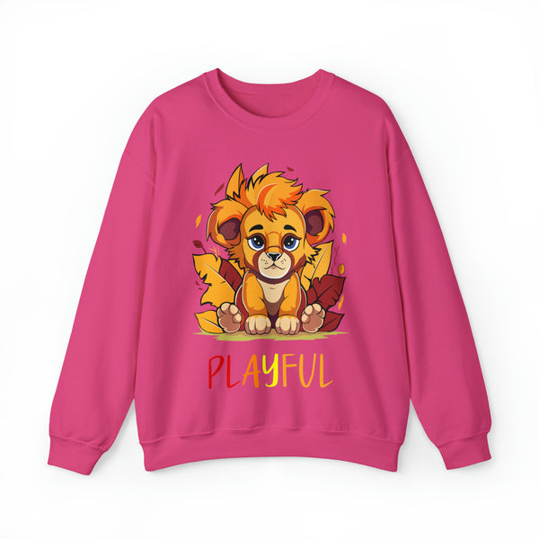 Playful Lion Cub Fall (Unisex) Heavy Blend™ Crewneck Sweatshirt