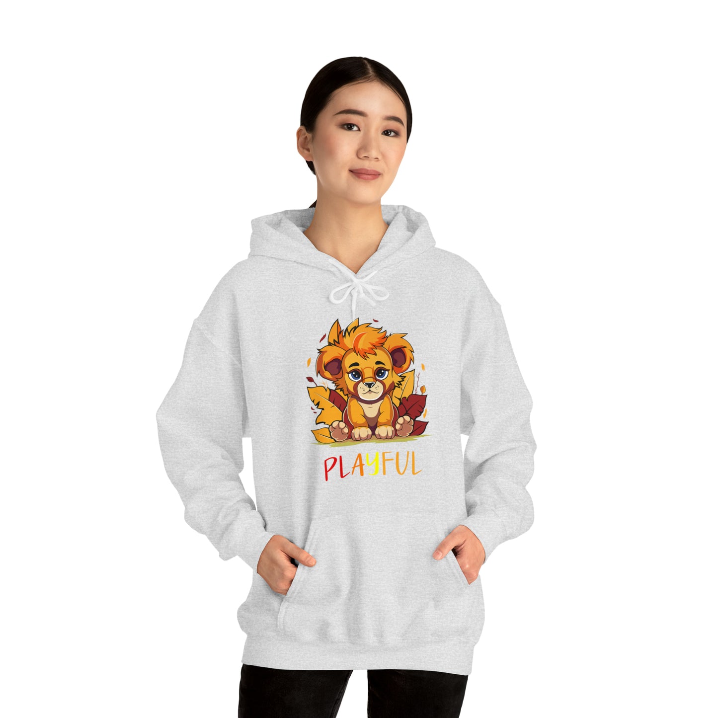 Playful Lion Cub Fall (Unisex) Heavy Blend™ Hooded Sweatshirt