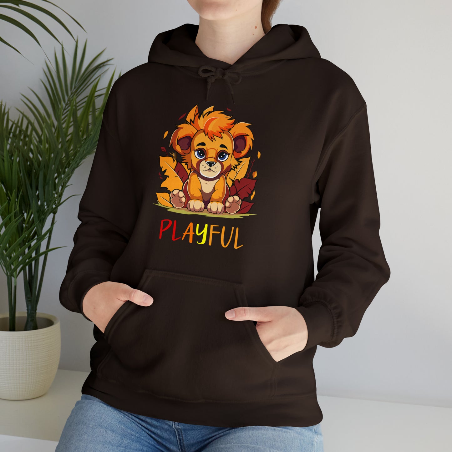 Playful Lion Cub Fall (Unisex) Heavy Blend™ Hooded Sweatshirt