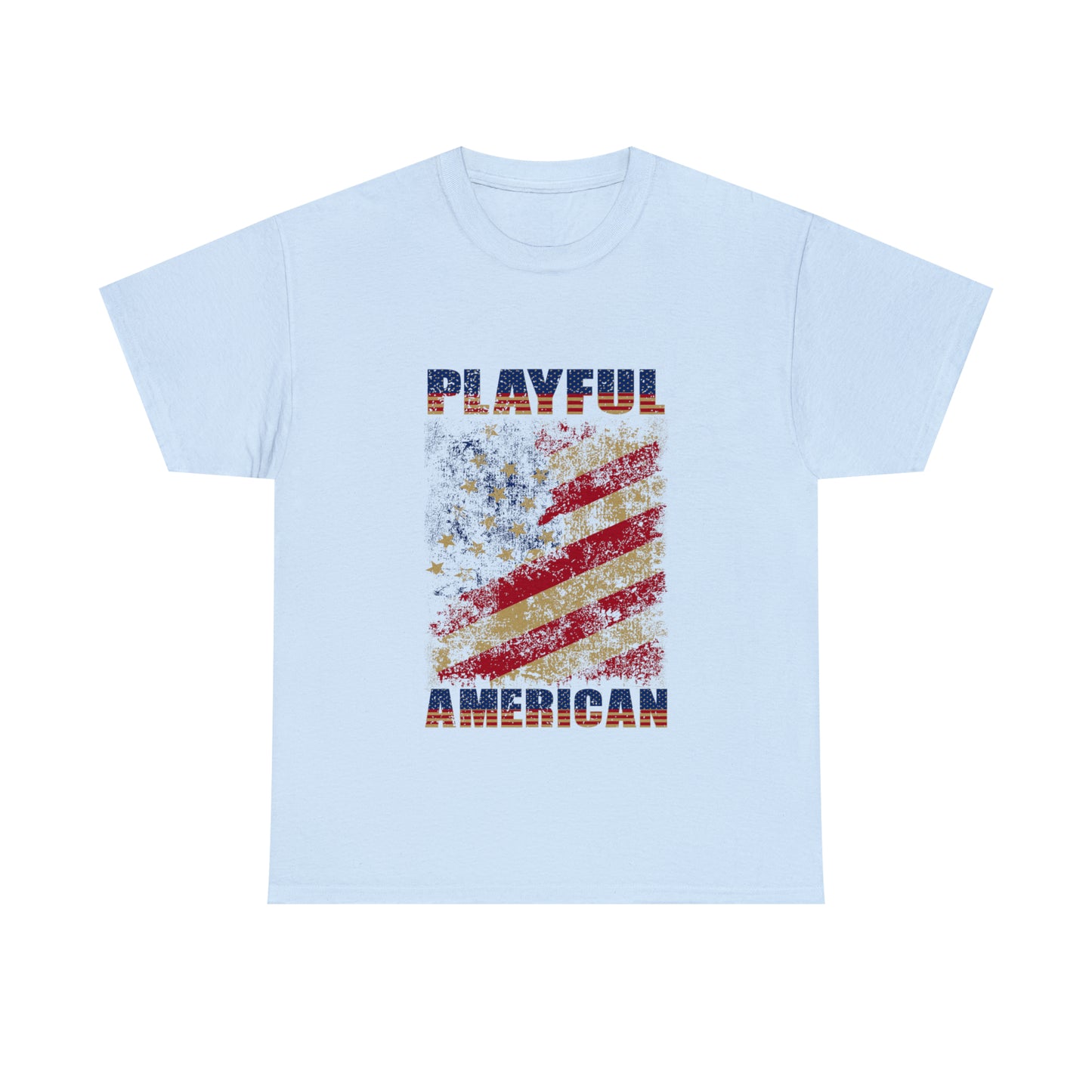 Playful Rustic American Flag (Unisex) Heavy Cotton Tee