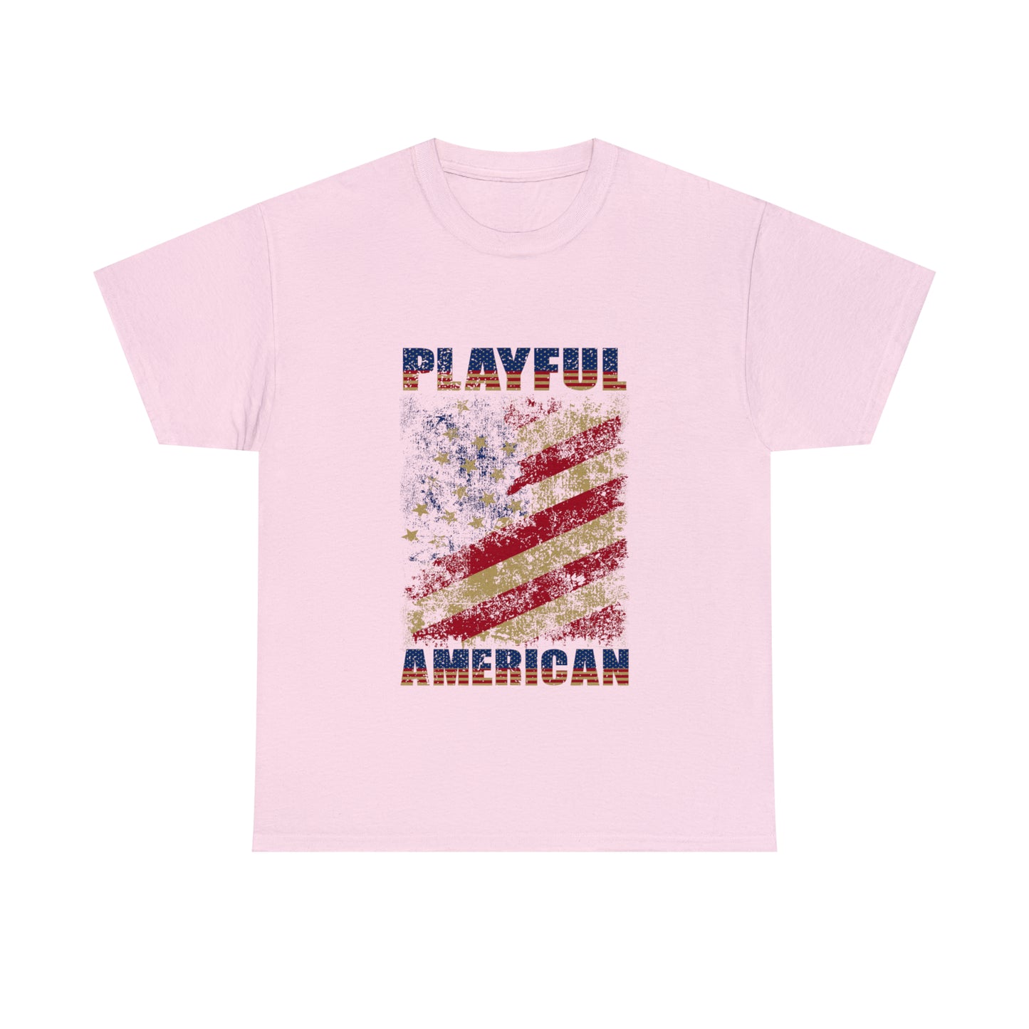 Playful Rustic American Flag (Unisex) Heavy Cotton Tee