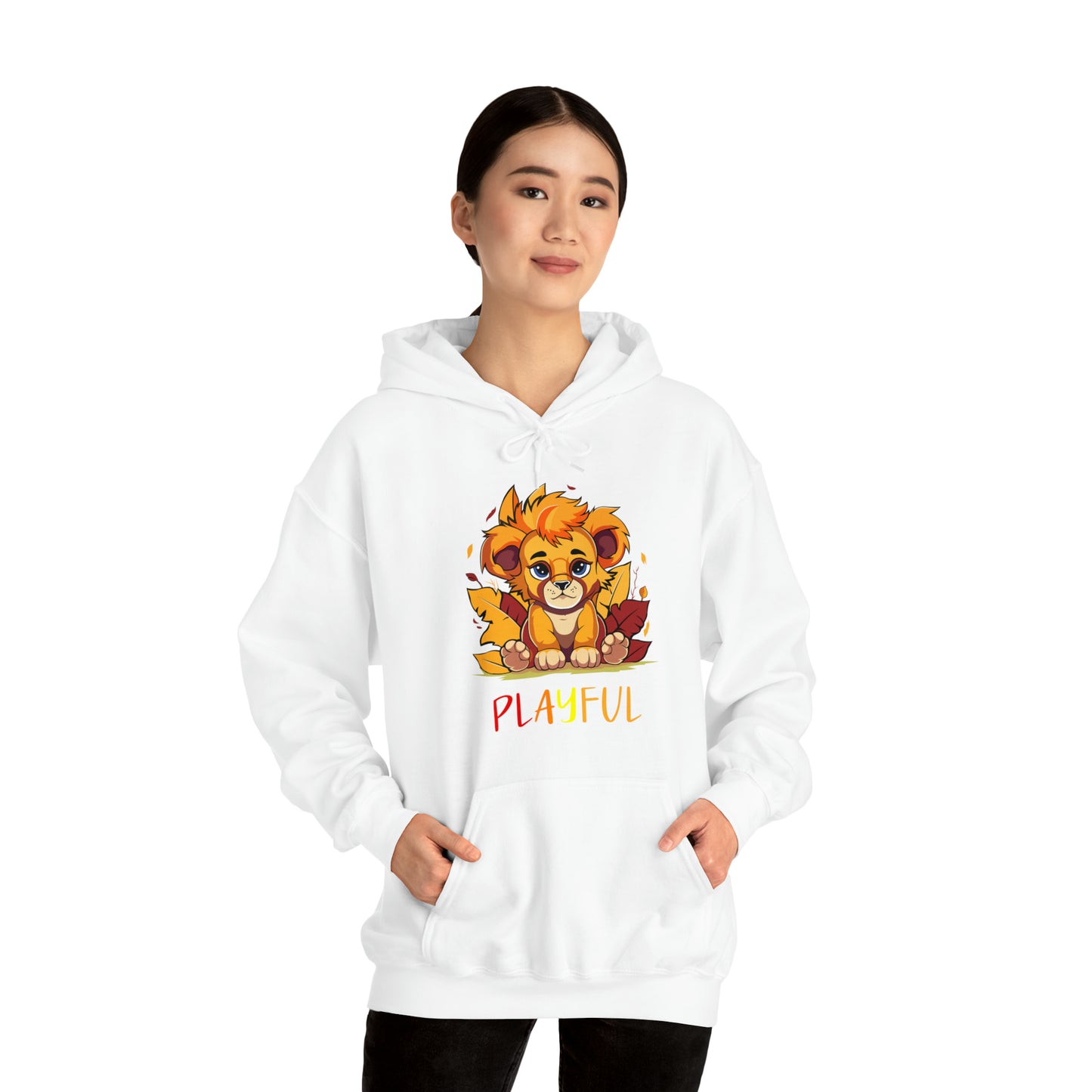 Playful Lion Cub Fall (Unisex) Heavy Blend™ Hooded Sweatshirt