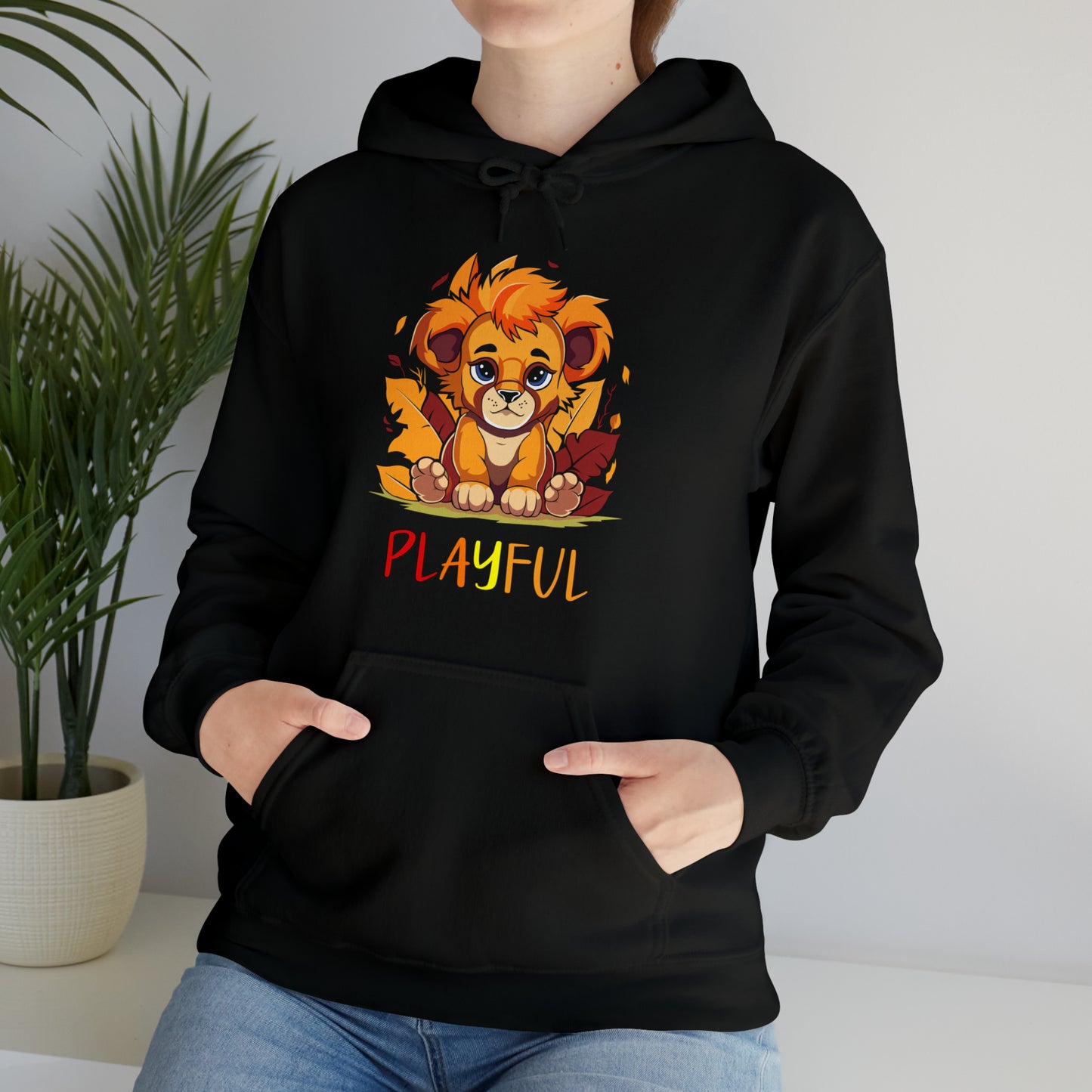 Playful Lion Cub Fall (Unisex) Heavy Blend™ Hooded Sweatshirt