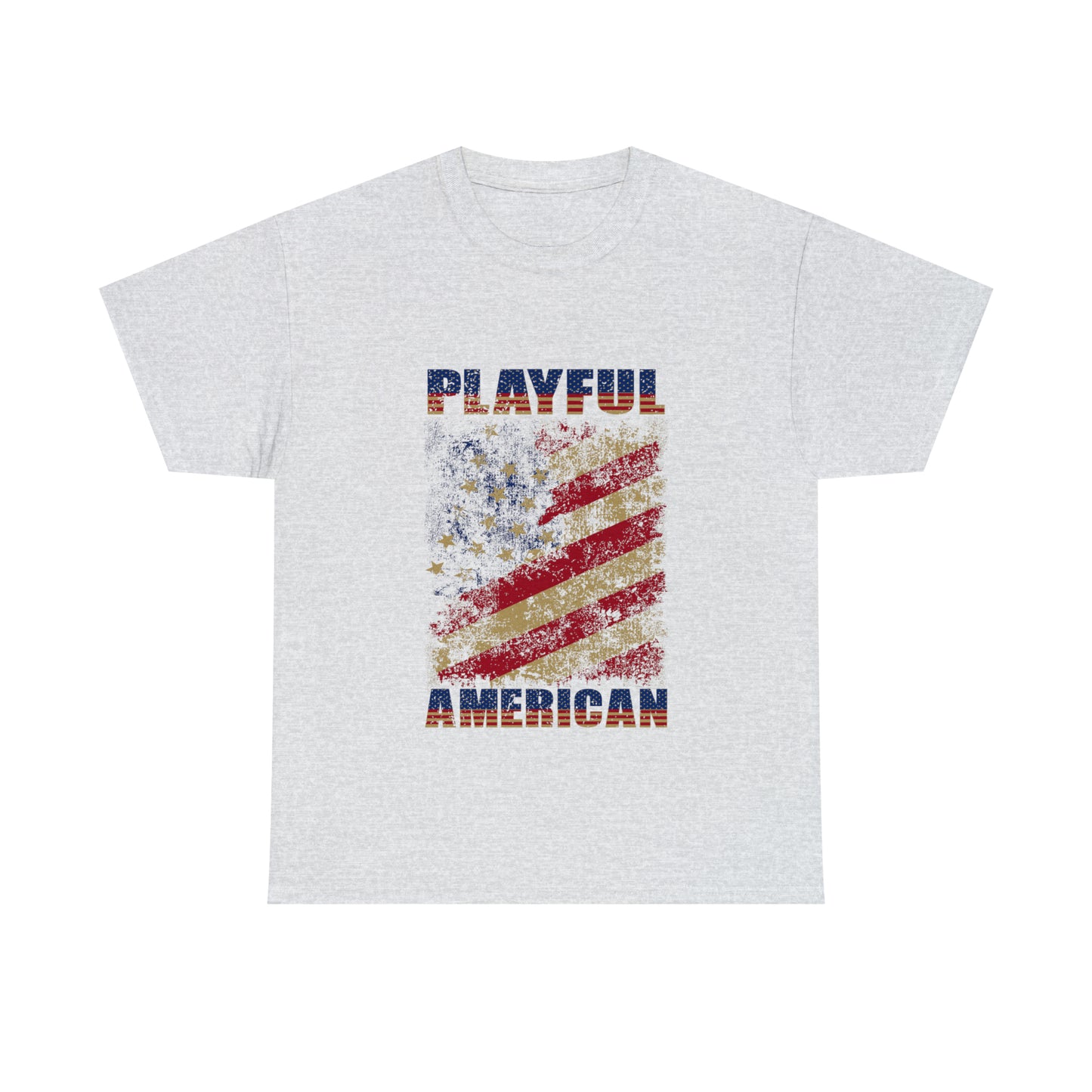 Playful Rustic American Flag (Unisex) Heavy Cotton Tee