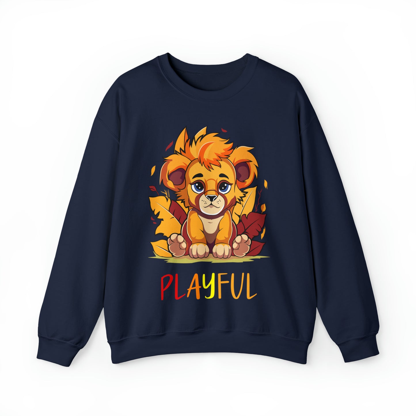 Playful Lion Cub Fall (Unisex) Heavy Blend™ Crewneck Sweatshirt