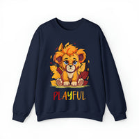 Playful Lion Cub Fall (Unisex) Heavy Blend™ Crewneck Sweatshirt