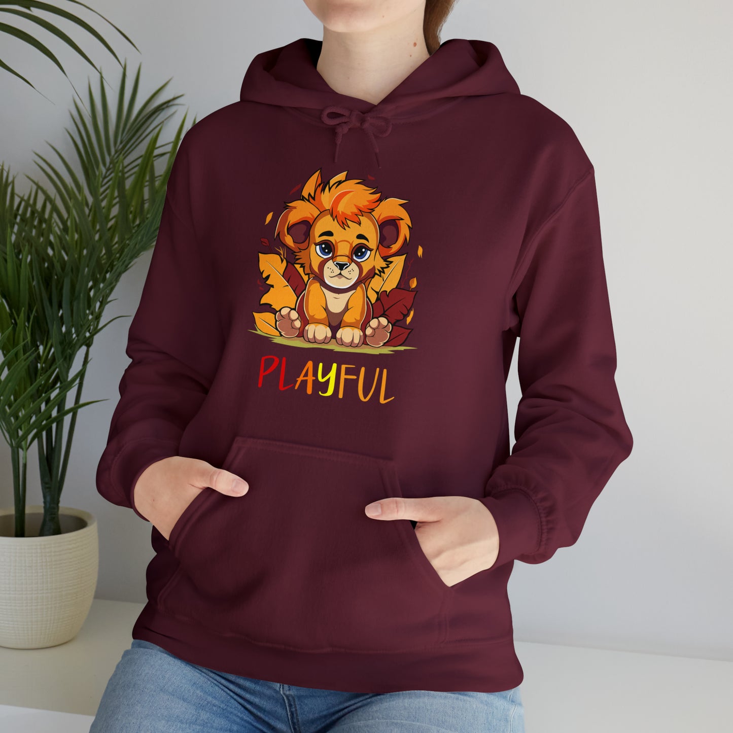 Playful Lion Cub Fall (Unisex) Heavy Blend™ Hooded Sweatshirt