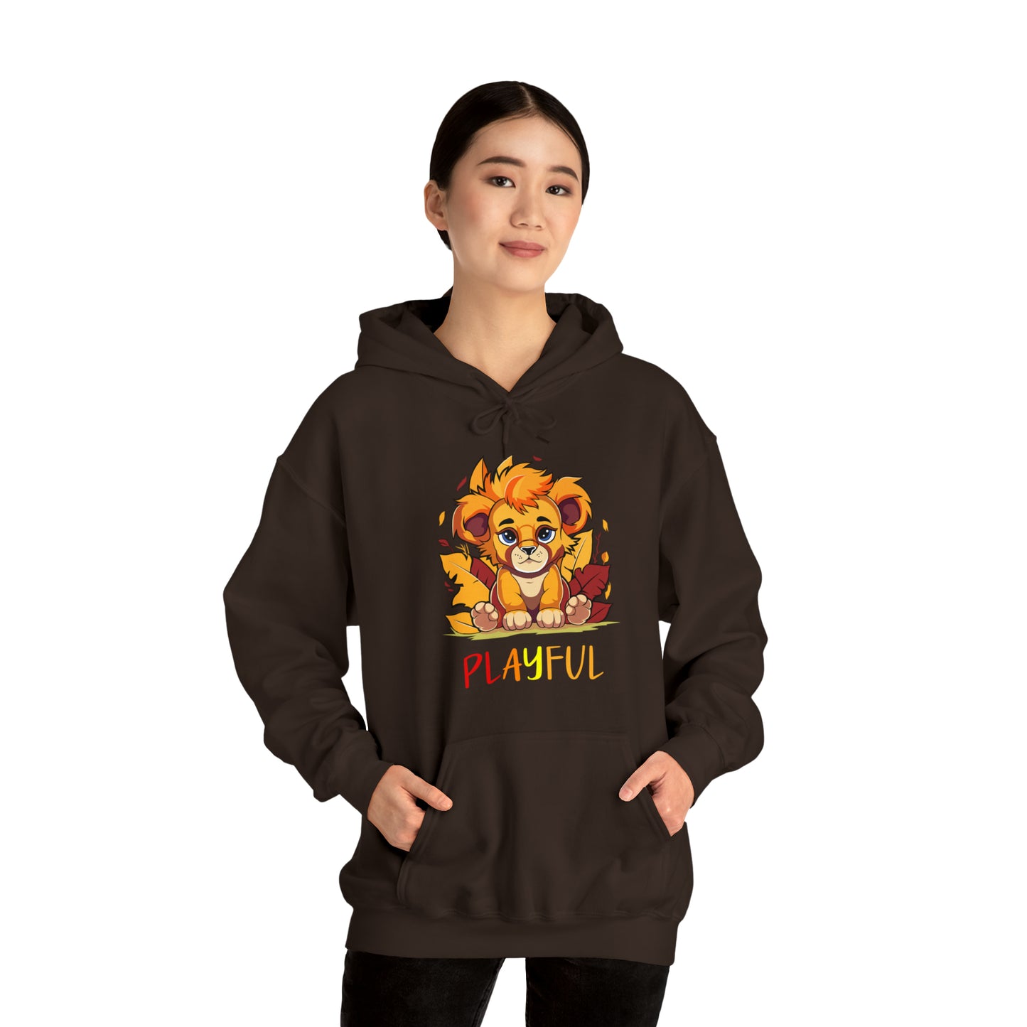 Playful Lion Cub Fall (Unisex) Heavy Blend™ Hooded Sweatshirt