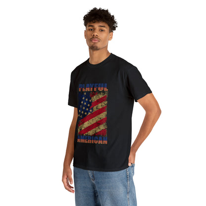 Playful Rustic American Flag (Unisex) Heavy Cotton Tee