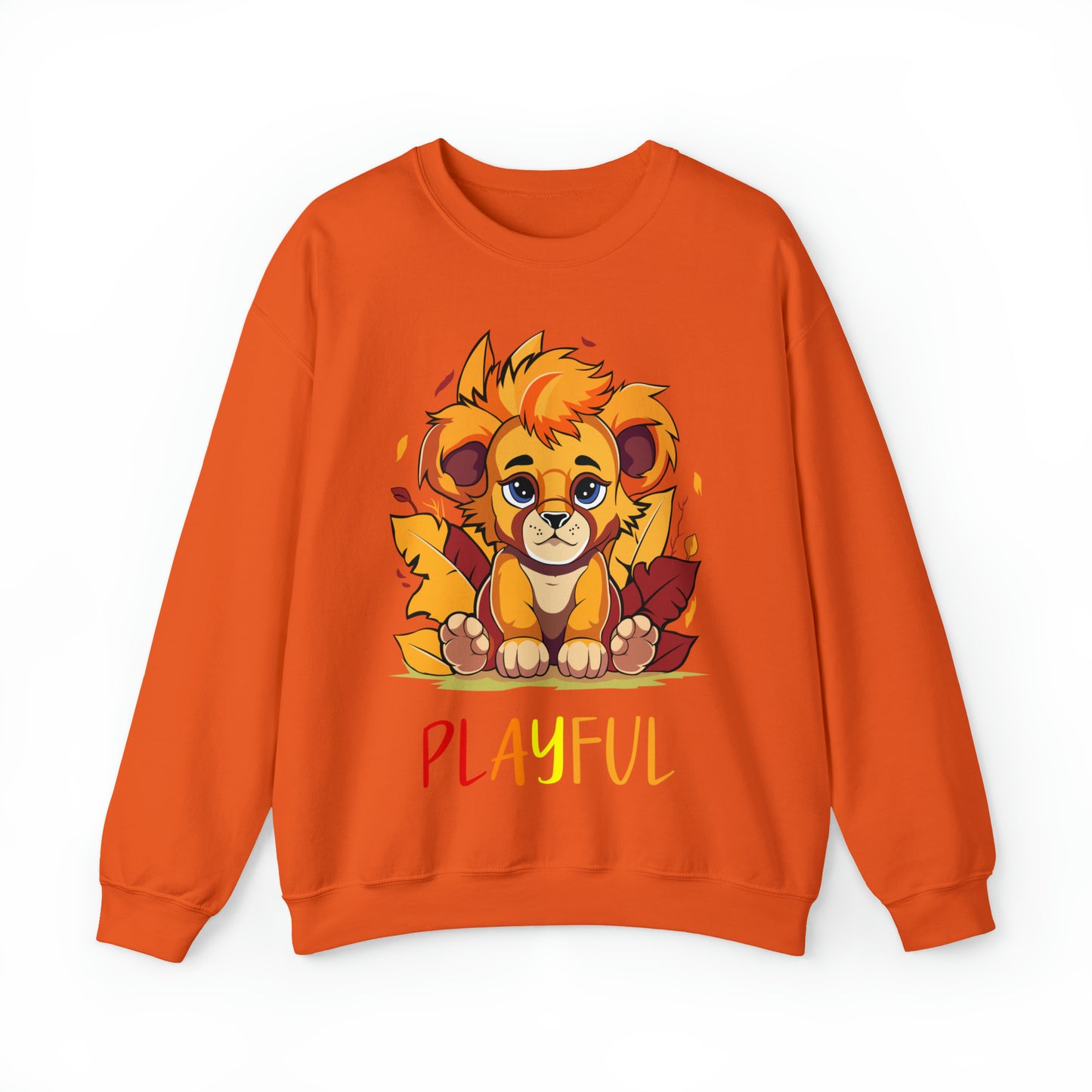 Playful Lion Cub Fall (Unisex) Heavy Blend™ Crewneck Sweatshirt