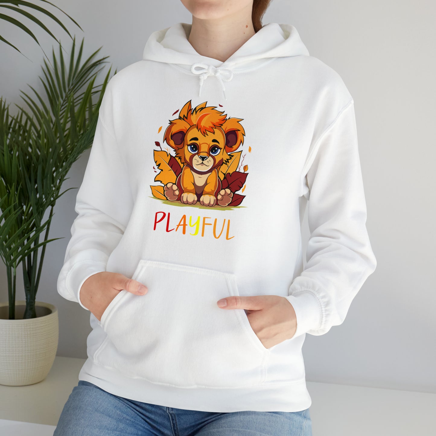 Playful Lion Cub Fall (Unisex) Heavy Blend™ Hooded Sweatshirt
