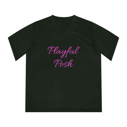 Playful Posh Ladies Performance V-Neck T-Shirt