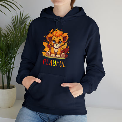 Playful Lion Cub Fall (Unisex) Heavy Blend™ Hooded Sweatshirt