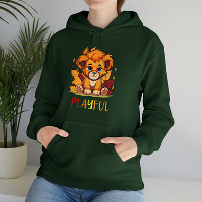 Playful Lion Cub Fall (Unisex) Heavy Blend™ Hooded Sweatshirt