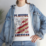 Playful Rustic American Flag (Unisex) Heavy Cotton Tee