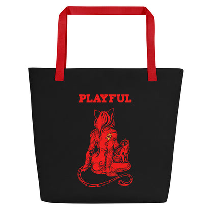 Playful & Frisky Large Tote Bag