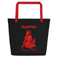 Playful & Frisky Large Tote Bag