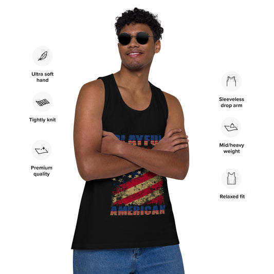 Playful American Rustic Flag Men’s Premium Tank Top