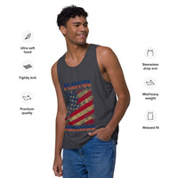 Playful American Rustic Flag Men’s Premium Tank Top