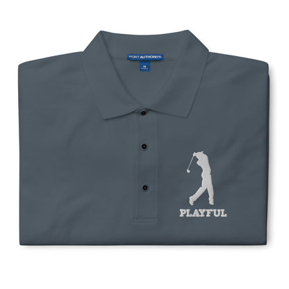 Playful Golfer Embroidered Men's Premium Polo