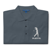 Playful Golfer Embroidered Men's Premium Polo