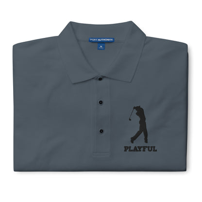 Playful Golfer (Black Logo) Men's Premium Polo