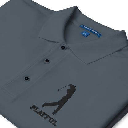 Playful Golfer (Black Logo) Men's Premium Polo