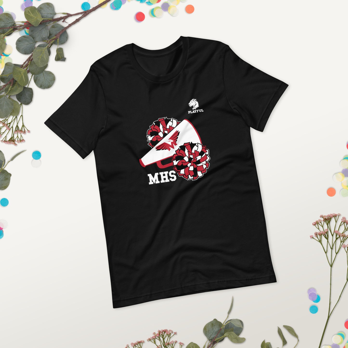Playful MHS Redhawks Cheerleader's Tee