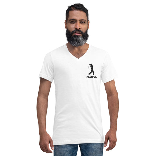 Playful Golfer (Black Logo) V-Neck T-Shirt