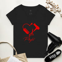 Playful Hairstylist Ladies Recycled V-Neck T-Shirt