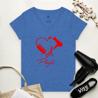 Playful Hairstylist Ladies Recycled V-Neck T-Shirt