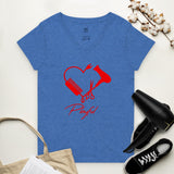 Playful Hairstylist Ladies Recycled V-Neck T-Shirt