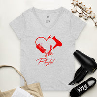 Playful Hairstylist Ladies Recycled V-Neck T-Shirt