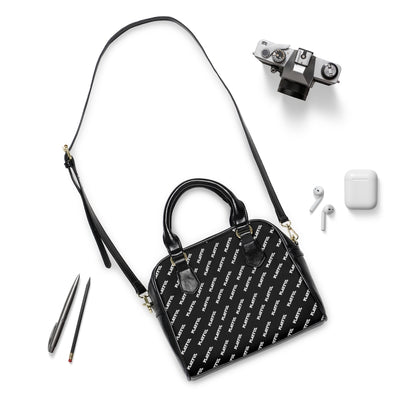 Playful Leather Black AOP Shoulder Handbag
