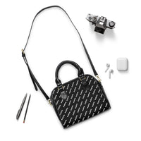 Playful Leather Black AOP Shoulder Handbag