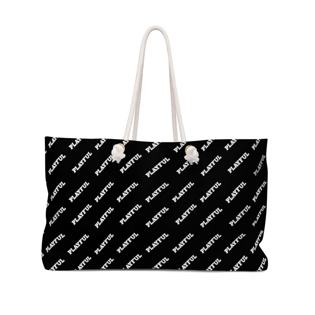 Playful Black All Over Print Weekender Bag