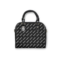 Playful Leather Black AOP Shoulder Handbag