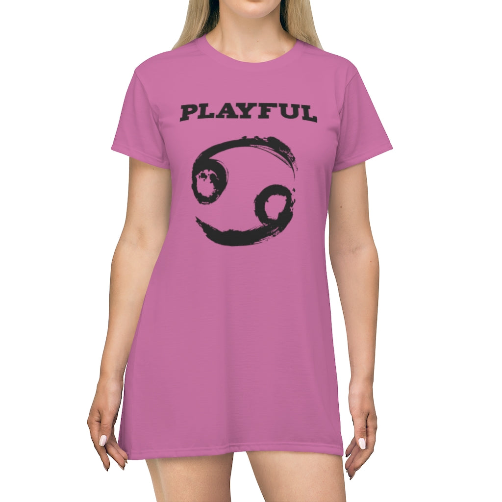 Playful Pink/Black T-Shirt Dress