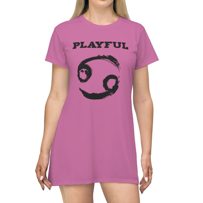 Playful Pink/Black T-Shirt Dress